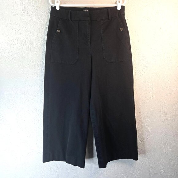 J. Crew Pants - J Crew Sydney Pants Size 12 Wide Leg Crop Black High Rise Minimalist Trousers